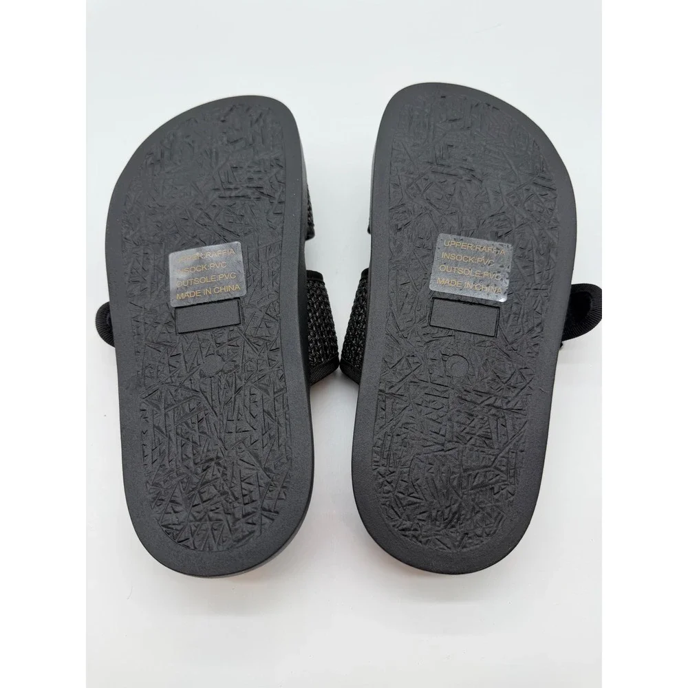ViaPipa Womens Black Raffia Double Strap Buckle‎ Slide Sandals Size 6